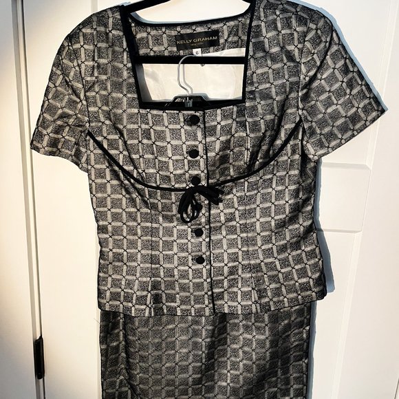 VTG Cute Secretary Skirt Suit Late 90s Kelly Graham 2 PC Size 6 Great Condition - Picture 2 of 7